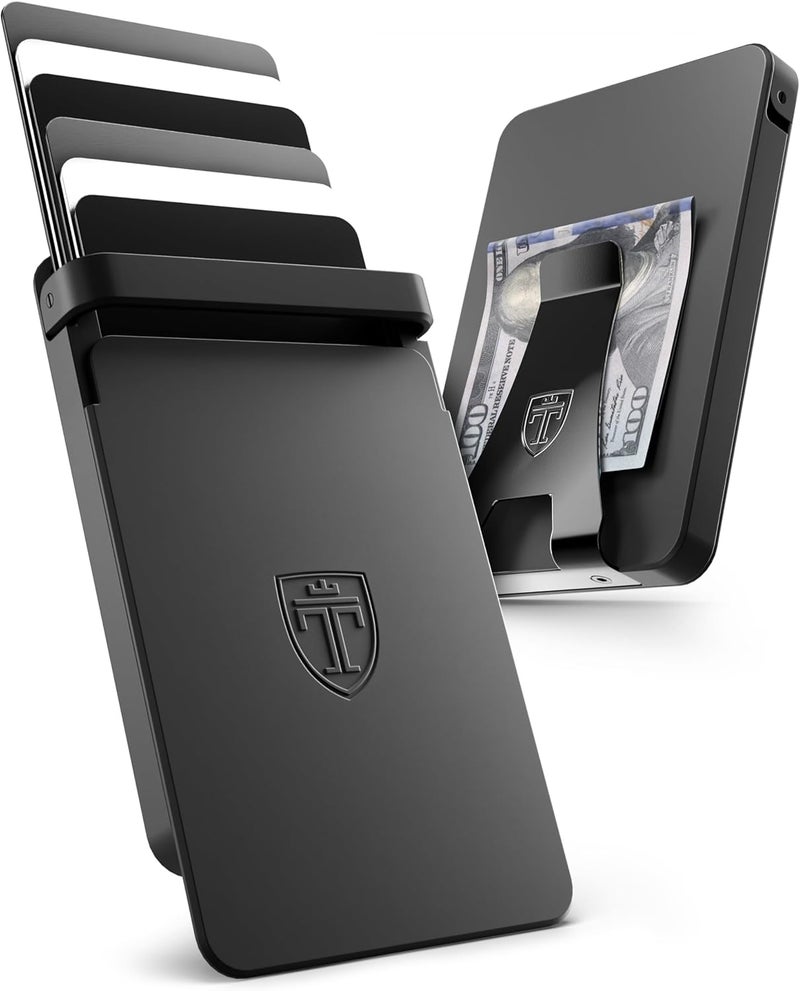 TRAVANDO SLYDE Aluminum Card Holder - RFID Blocking Slim Wallet for Men with Money Clip – Holds Up to 6 Cards – RFID Protected Credit Card Mens Wallet (5-6 Cards) - Image 1